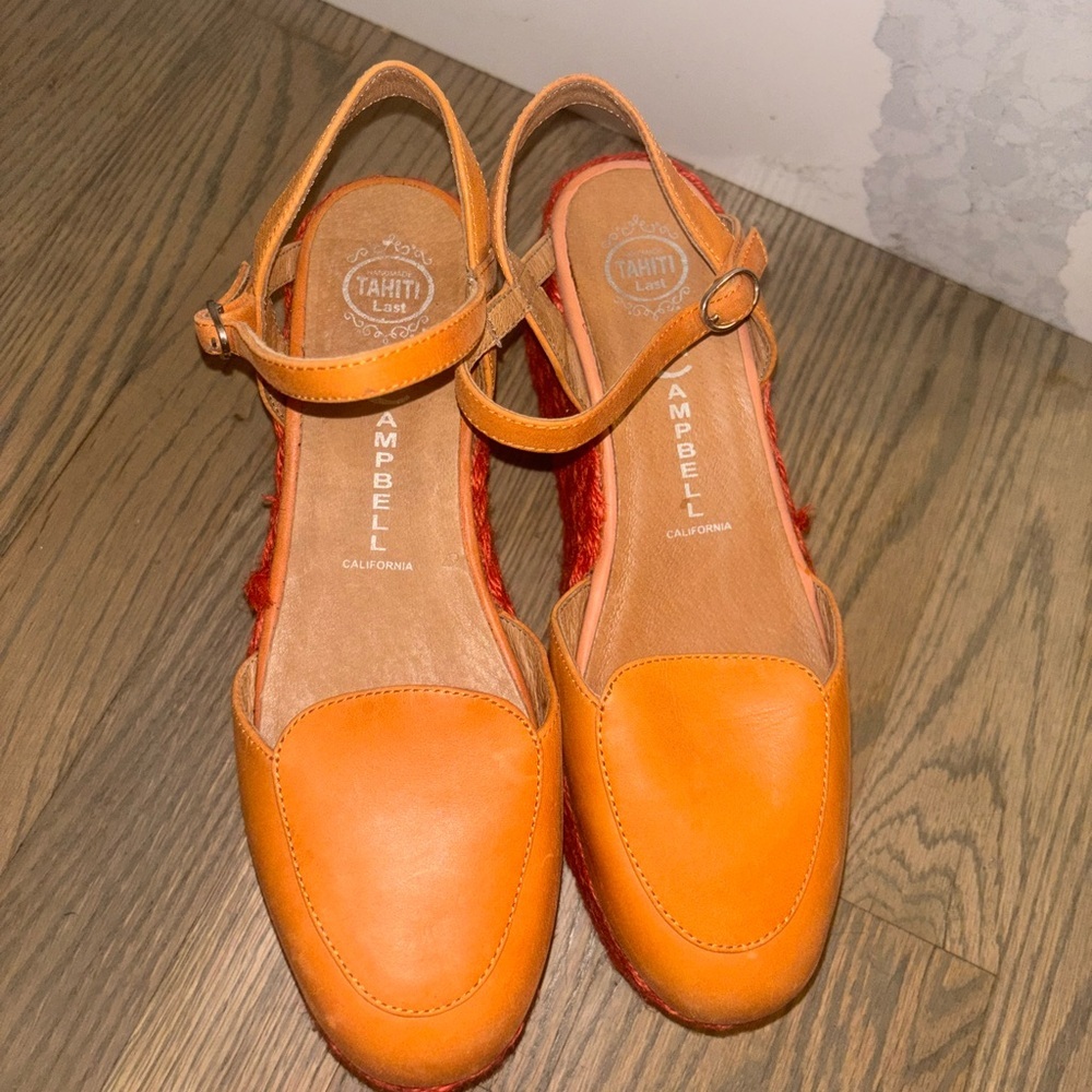 Jeffrey Campbell Orange Espadrille Wedges women’s size 8 - Picture 8 of 8